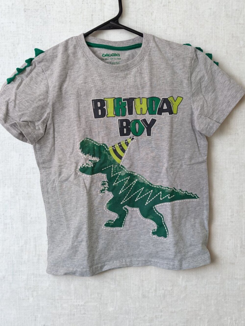 Dinosaur "Birthday Boy" T-Shirt with 3D Spikes, Size Youth Small